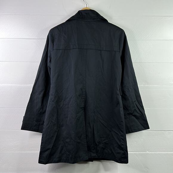LONDON FOG‎ Black Double Breasted Button Up Trench Coat Jacket Size Small - Picture 2 of 9